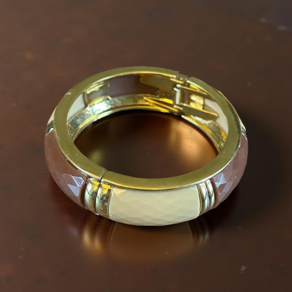 Joan Rivers Faceted Lucite Gold Plated Hinged Clamper Bracelet